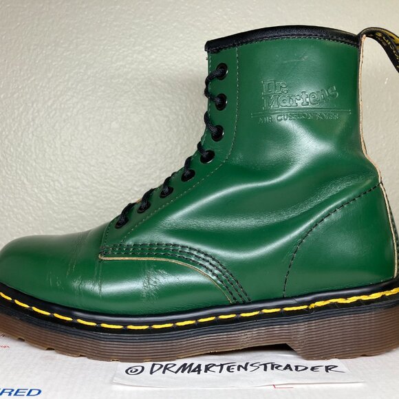 90's Vintage WMNS Size US 8 England Green Dr. Martens MIE boots 8-eye 1460 shoes - Picture 8 of 16